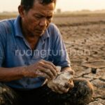 Proses aplikasi pupuk organik cair dan asam humat untuk memperbaiki struktur tanah sawah yang keras dan bantat di Jombang.