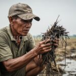 Petani di Jombang mengolah jerami padi sawah menggunakan dekomposer cair untuk memperbaiki kesuburan tanah tanpa dibakar.