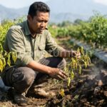 Perbandingan akar tanaman yang terbakar akibat bahaya pupuk kandang mentah dan akar sehat dengan pupuk organik fermentasi.